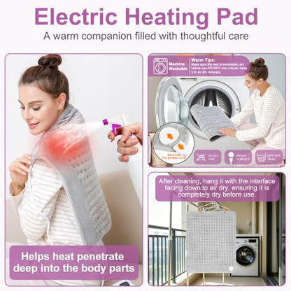 Heating Pad,Electric Heating Pads,Heating Pad for Back,Gray,24x20 Inch - color: Silvergray, size: 24x20 Inch
