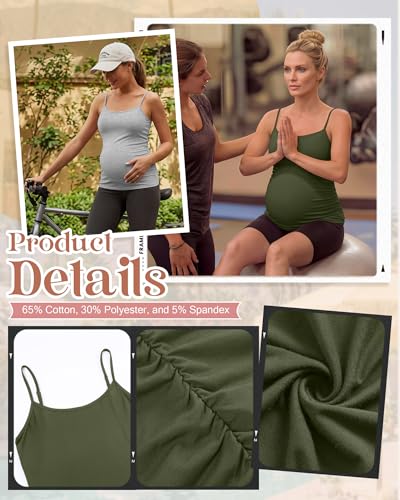 4 Pack Maternity Tank Tops - color: Army Green, Coffee, Light Gray, Black, size: Large