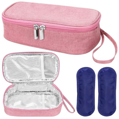 Breastmilk Cooler Bag with 2 Ice Packs, 8.3x4.3x2.6in - color: Pink