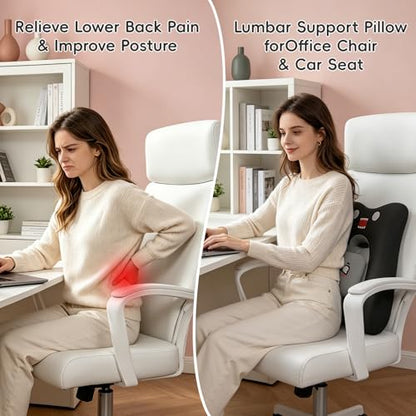 BEBAS Ergonomic Memoery Foam Lumbar Support Pillow for Car & Office, Black - color: Black