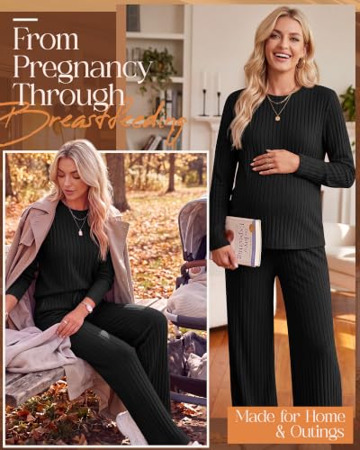 Huukeay 2 Piece Nursing Breastfeeding Set - color: Black, size: Small