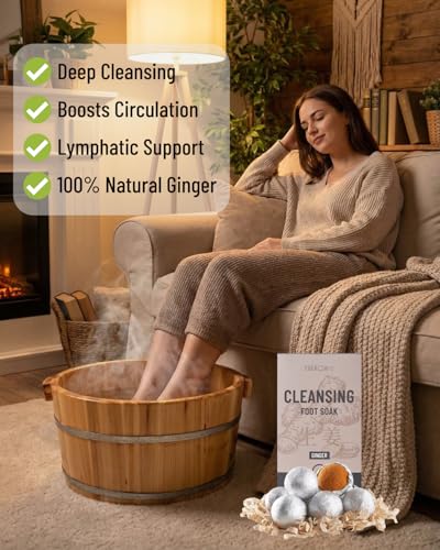 Ginger Foot Soak Balls, Herbal Cleansing Foot Bath for Swollen Feet, 8 Pack