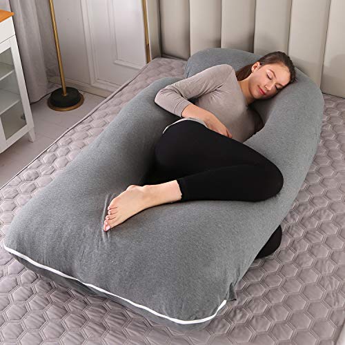 Elover U Shaped Pregnancy Pillow,Full Body Maternity Support - color: Jersey-dark Grey