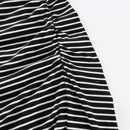 Liu & Qu Women's Maternity Dress Summer Casual Bodycon Pregnancy Dresses - color: Black White Stripe, size: Medium