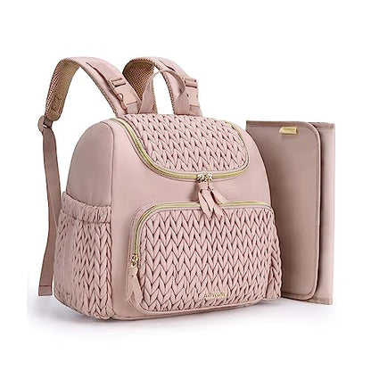 mommore Diaper Bag Backpack, Stylish Mini Travel Bag with Changing Pad - color: Pink, size: Small