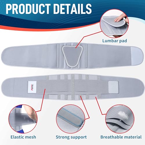 FEATOL Back Brace for Women & Men, Lower Back, Sciatica Pain Relief - color: Gray, size: Small/Medium (24.4"-29.8")