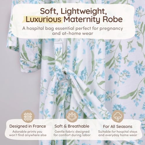 Maternity Robe - Botanical Collection - color: Blue Botanical, size: X-Large