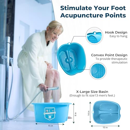 Extra Large Foot Soaking Tub, Sturdy Foot Bath Basin, Pedicure Bowl - Blue - color: Blue Foot Basin