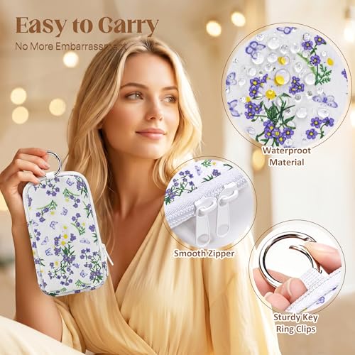 2PCS Tampon Holder Zipper Pouches Portable Period Bags - color: Floral