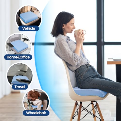 SweetSlubr Seat Cushion, Chair Pad, Memory Foam Tailbone Pain Relief - color: Lightblue, size: Large