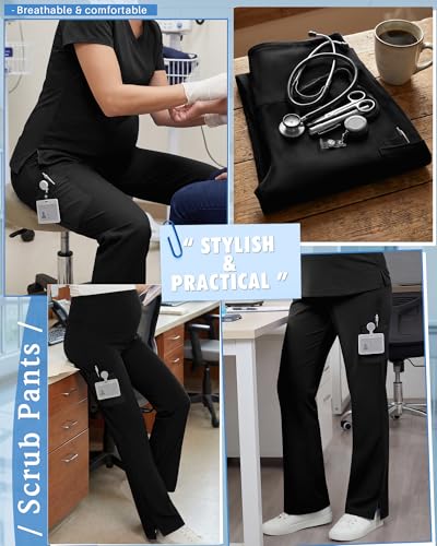 Women's Maternity Scrub Pants - color: Black, size: Large