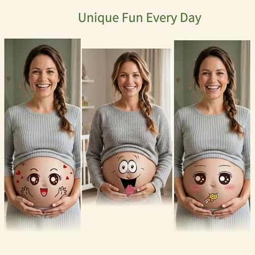 9 Sheets Pregnant Belly Stickers, Cute Cartoon Maternity Photo Props Set - style: Cute