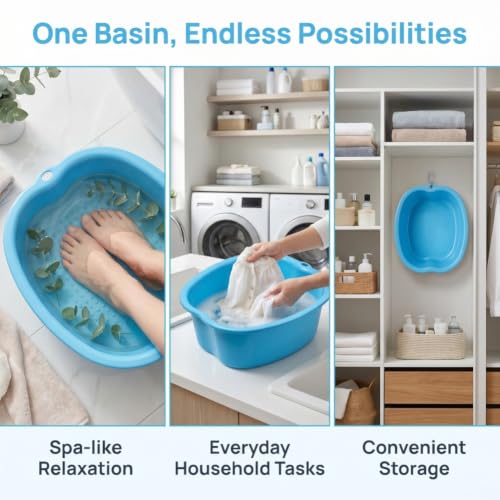 Ytterbium Foot Soaking Basin, Large Massage Foot Soaking Tub-Blue - color: Blue