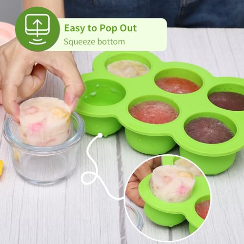 Silicone Freezer Tray with Clip-on Lid, 3oz x 6 Pods (Bright Green) - color: Bright Green (6 x 3 OZ)