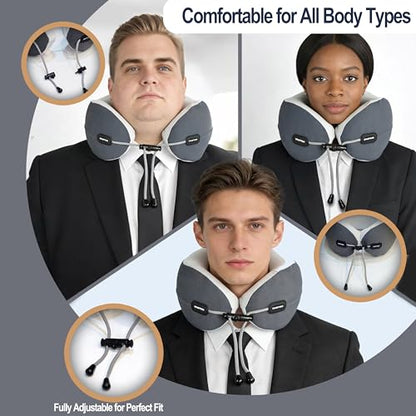 Travel Neck Pillow, Memory Foam Airplane Pillow for Long Flights - color: Grey