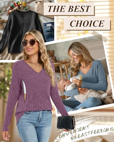 Oakgarden 3 Pack Women's Maternity Nursing Tops Mom Clothes 3Color M