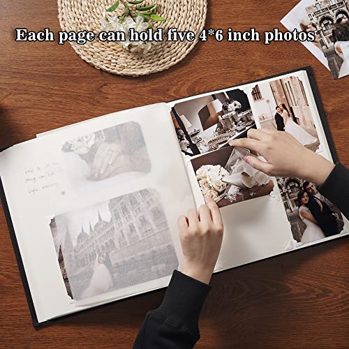 Pssoss Large Linen DIY Scrapbook Album with Writing Space, 100 Pages, Beige - color: Beige