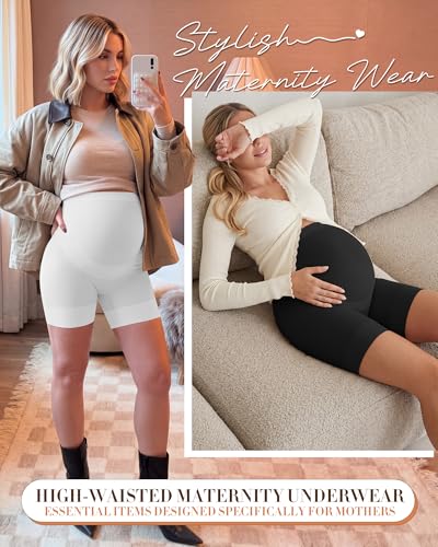 3 Pack Maternity Shapewear Shorts - color: White, Light Pink, Black, size: XX-Large
