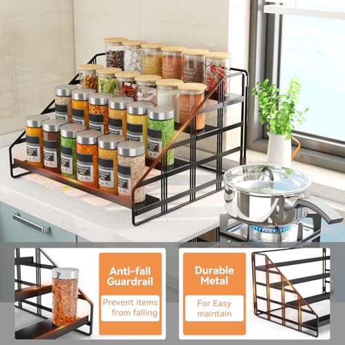 Bunoxea 4 Tier Adjustable Spice Rack for Cabinet & Countertop, Black 2Pack - size: 2 Pack