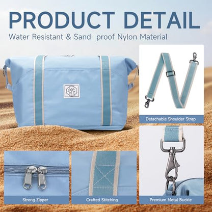 WALNEW Travel Duffel Bag, Weekender Bag for Women, Light Blue - color: Light Blue