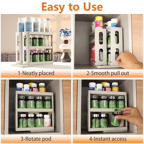 Medicine Organizer 2 Three-Decker Shelves Cabinet Storage Rack Organizer - color: Natural White