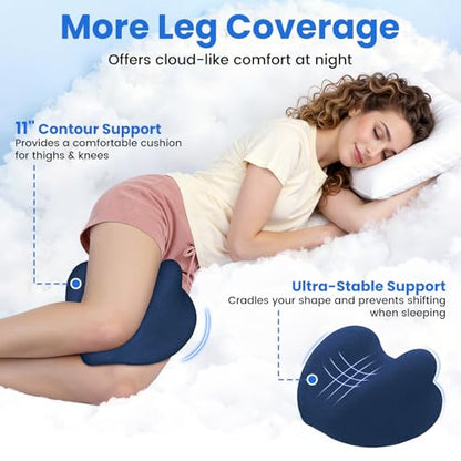 Knee Pillow for Side Sleepers, Gel Memory Foam Sciatic Pillow - color: Blue