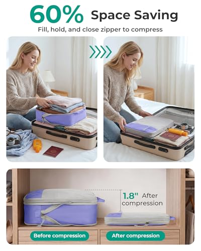 BAGSMART Compression Packing Cubes for Travel Essentials - color: Very Peri, size: Set of 6
