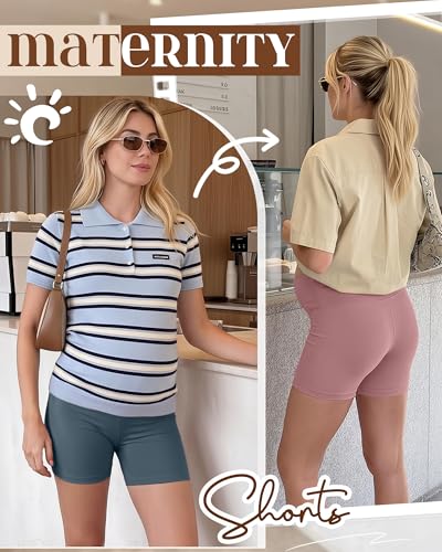 4 Pack Maternity Shorts - color: Dirty Pink, Teal, Black, Black, size: X-Large