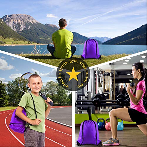 KUUQA 2Pcs Drawstring Backpack Bags, Purple - color: Purple