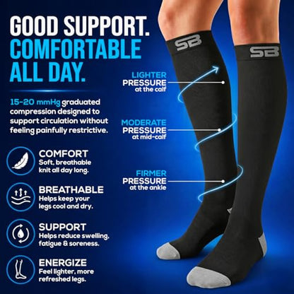 SB SOX 3-Pair Compression Socks (15-20mmHg) - color: 05 – Multi-color, size: S/M