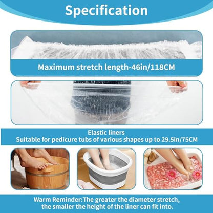 25PCS Pedicure Liners Disposable - Plastic Footbath Spa, Soak Liners - size: 25 Count
