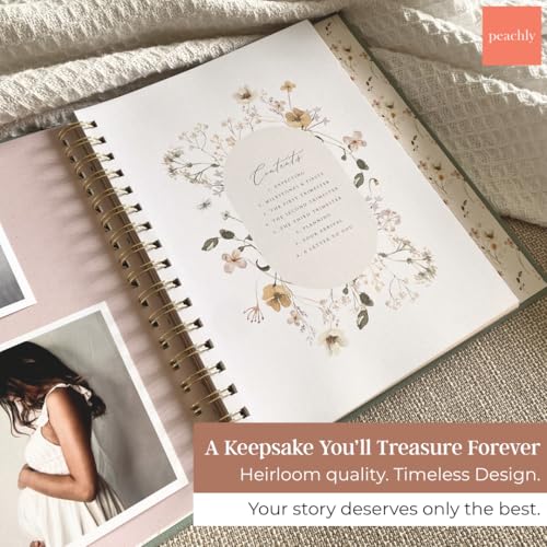 Peachly Pregnancy Journal for First Time Moms - Linen Memory Book (Sage) - color: Sage