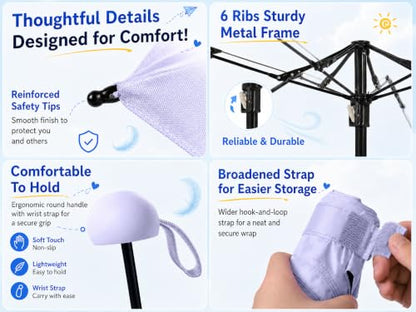 BAODINI Mini Travel Umbrella with UV Sun Protection, Compact Pocket-Size - color: C-2 Pack Purple & Light Blue