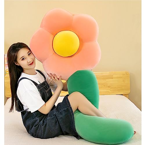 Sunflower Full Body Pillow - 48'', Soft Long Throw Bed Pillow for Sleeping, Leg Clamp Pillow, Bedside Cushion with Shredded Memory Foam (Pink)