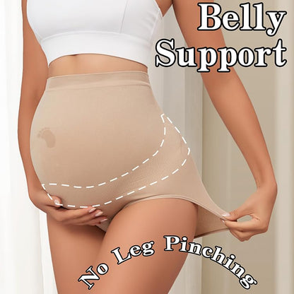 Maternity Underwear Seamless Belly Support Pregnancy Shapewear Under Dress - color: Nude, size: Medium