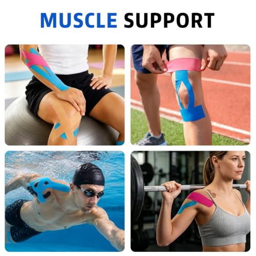 9 Rolls Kinesiology Tape, Multicolor Athletic Support Bandage Wrap, Elastic