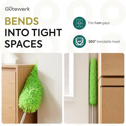 Gütewerk Extendable Microfiber Duster, 360° Bendable Head, 55 Inch Green - color: Green, size: up to 55 inch