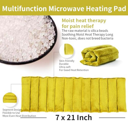 UNI-GO Silica Beads Microwave Heating Pad, Olive Green, 7"x21" - color: Olive Green-7"x21"
