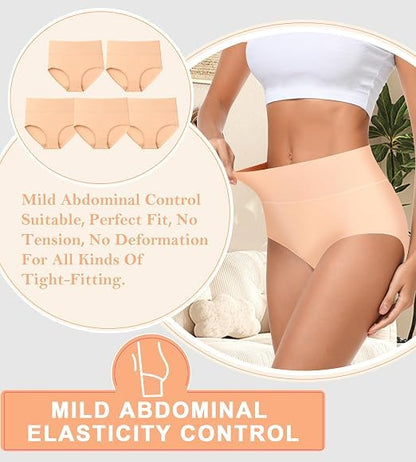 MISSWHO Cotton High Waisted Women Underwear Soft Briefs Full Coverage Comfy Ladies Panties (Regular & Plus Size) - color: 5 Pack=multicolor-a7, size: Medium