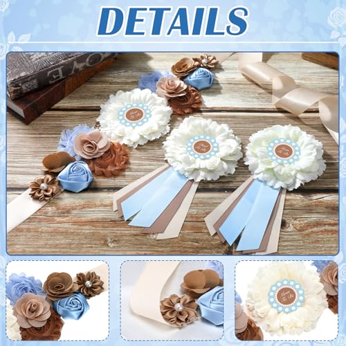 Chicingyou Mom to Be Sash Cielito Lindo Blue Belly Band Corsage Pins - color: Blue