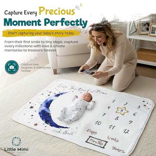 Baby Milestone Blanket, Monthly Photo Blanket, Newborn Boy & Girl Gift