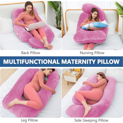 Shredded Memory Foam U Shaped Pregnancy Pillow with Cover - color: Purple