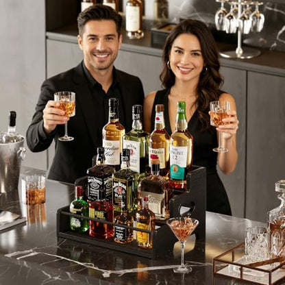 3-Tier Liquor Bottle Display Shelf, Coffee Bar Organizer, Wine Rack, Black - color: Black