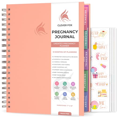 Clever Fox Pregnancy Journal, Expecting First Time Mom Planner Peach Pink - color: Peach Pink, size: 9" x 10.5" Regular Edition