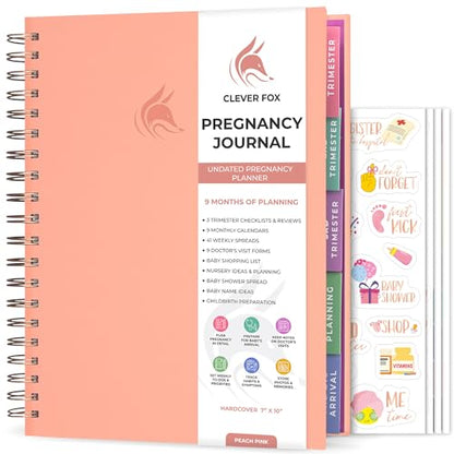 Clever Fox Pregnancy Journal, Expecting First Time Mom Planner Peach Pink - color: Peach Pink, size: 9" x 10.5" Regular Edition