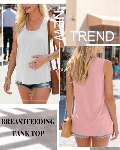 Ficerd 3 Pack Women's Nursing Tank Tops, 3-Color, Large