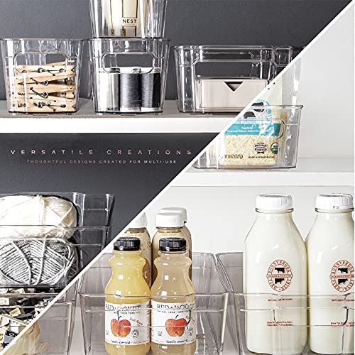 BINO | Stackable Storage Bins, Medium - 2 Pack THE STACKER COLLECTION Clear Plastic Built-In Handles BPA-Free Containers for Organizing Kitchen Pantry Multi-Use Organizer Bins - size: Medium
