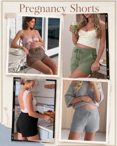 Ficerd 4 Pack Women's Maternity Athletic Shorts - color: Coffee, Gray Green, Gray, Black, size: Small