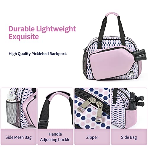 Boulder Bee Pickleball Tote Bag for Women with Paddle Holder - color: Pink Done
