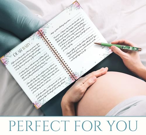 Pregnancy Journal for First Time Moms – Memory Book & Planner with Floral Pen, Weekly & Monthly Pregnancy Tracker, Baby Keepsake Book, Gift for Expecting Moms